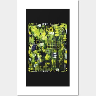 Northern Lights - Aurora Borealis Patten Black Green yellow Posters and Art